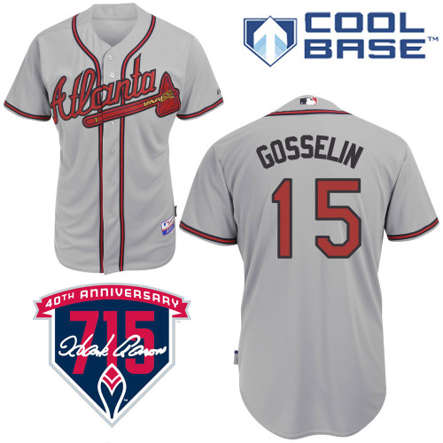 Phil Gosselin #15 Youth Baseball Jersey-Atlanta Braves Authentic Road Gray Cool Base MLB Jersey